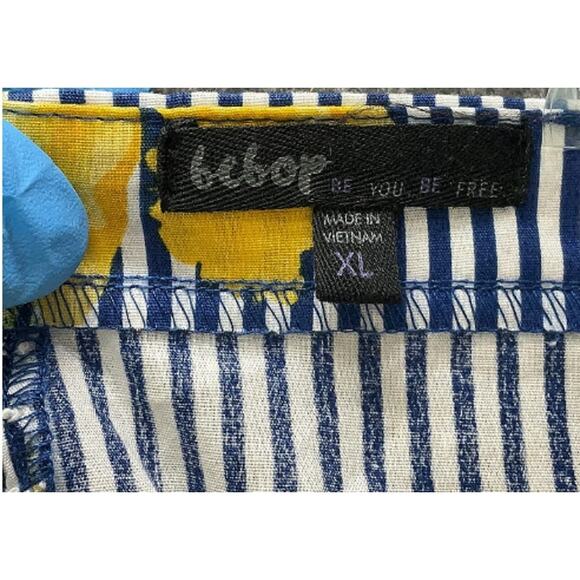 NWT Bepop Reversible Strapless Mini Dress XL Floral Nautical Stripes Cottagecore - Picture 7 of 14